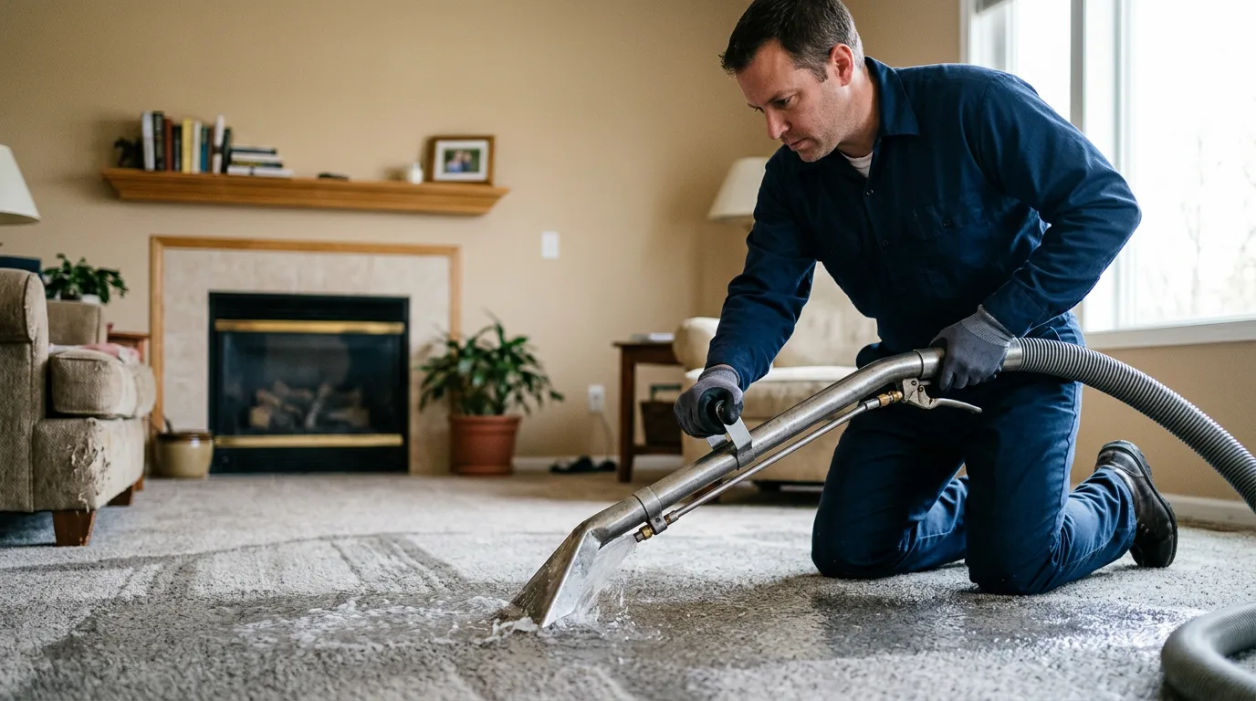 Water damage restoration technician working near Mcgee, MO